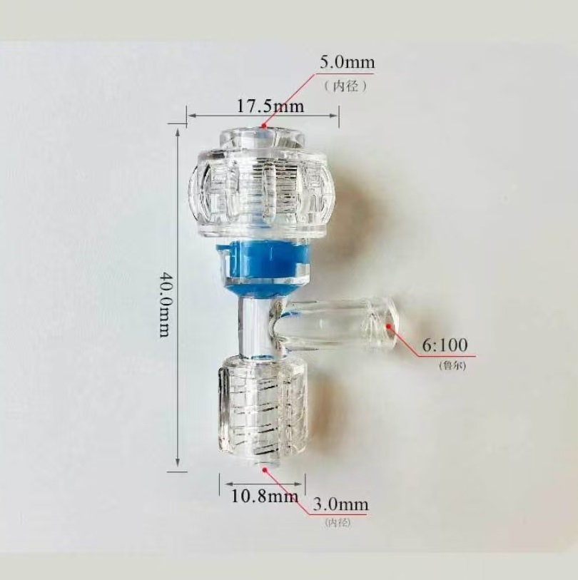Medical 9Fr Large bore Rotary Tuohy brost adapter T-adpter, swival male luer lock and female sid.jpg