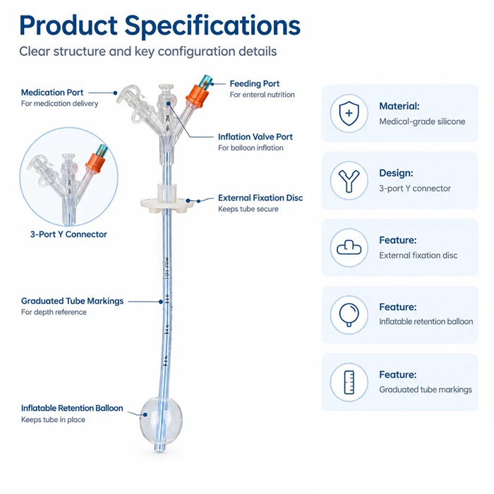 Radiopaque Silicone Gastrostomy Tube, Ultra-short stomach stoma catheter 2.jpg