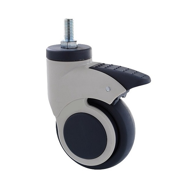 Durable Single wheel swivel caster with total brake, Precision Silent washable ball bearing TPU TPE PA hospital bed wheels.jpg