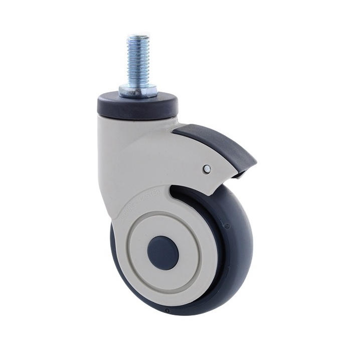 Durable Single wheel swivel caster with total brake, Precision Silent washable ball bearing TPU TPE PA hospital bed wheels 1.jpg