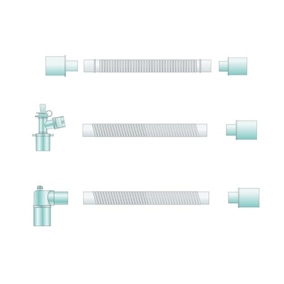 Breathing catheter mount corrugate tube, respiration air oxygen concertina fold corrugated pipe or e