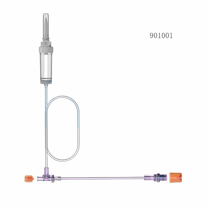 High pressure CT MRI contrast media imaging injection tubing systems, Angiographic injector saline precision inject tube with drip chamber or spike filter.jpg