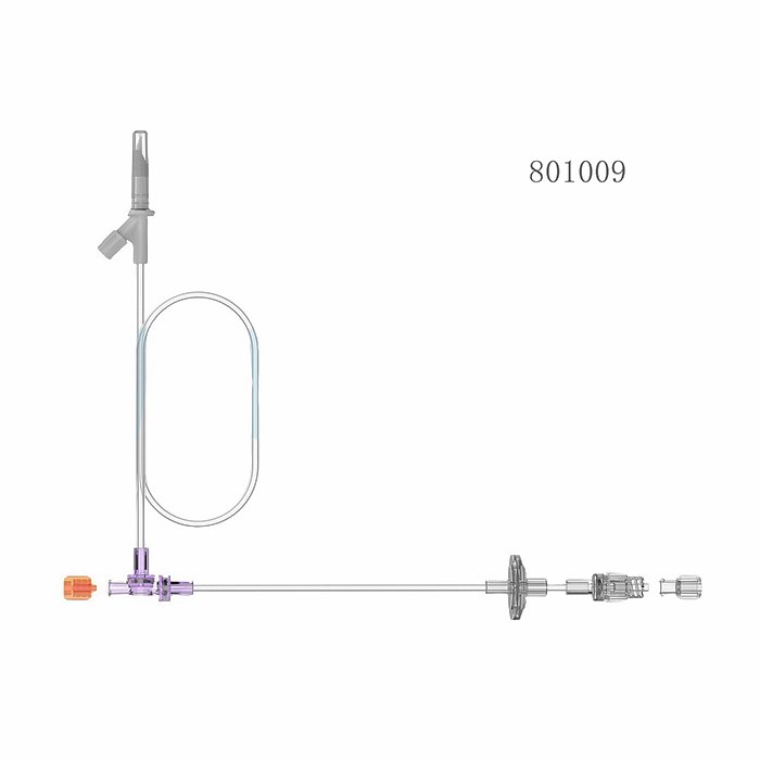 High pressure CT MRI contrast media imaging injection tubing systems, Angiographic injector saline precision inject tube with drip chamber or spike filter 801009.jpg