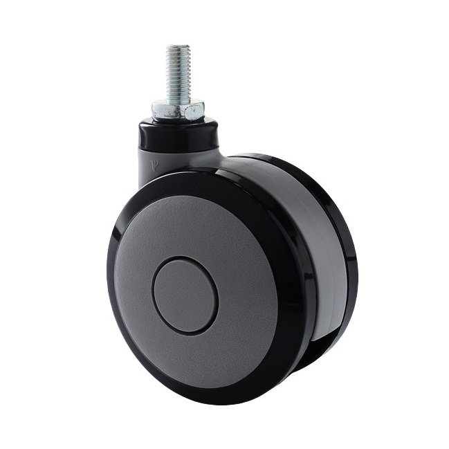 100mm 125mm Twin wheels swivel caster with total brake, PA TPU TPE built-in precision steel ball.jpg
