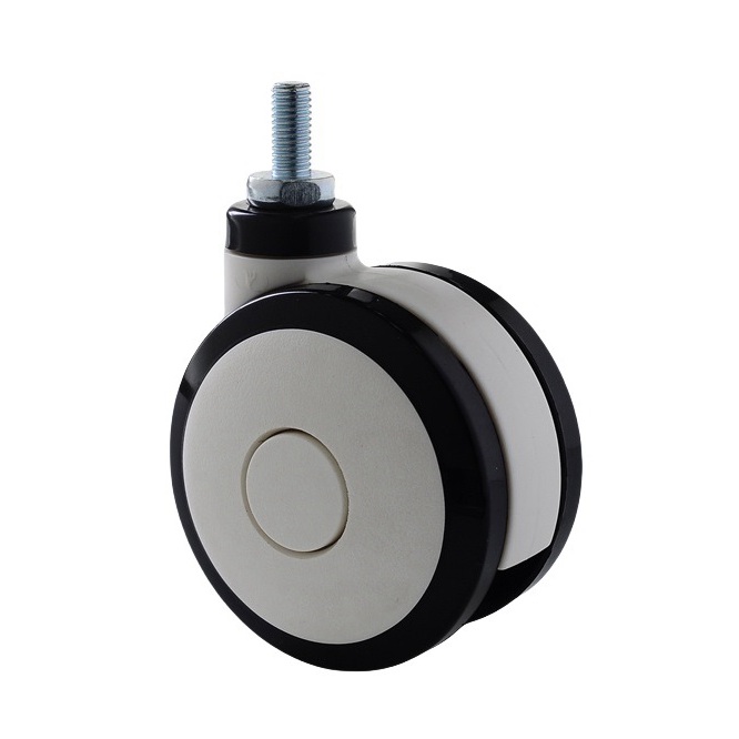100mm 125mm Twin wheels swivel caster with total brake, PA TPU TPE built-in precision steel ball.jpg