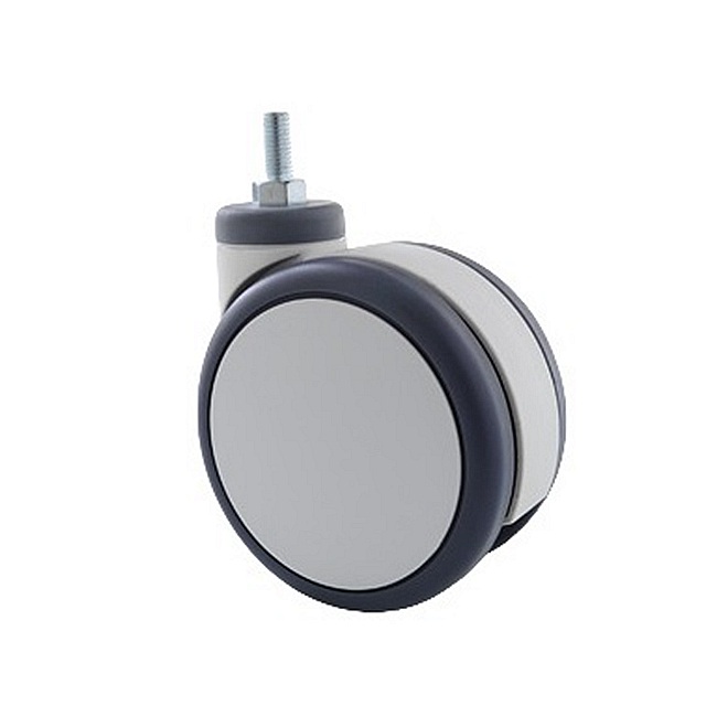 100mm 125mm Twin wheels swivel caster with total brake, PA TPU TPE built-in precision steel ball.jpg