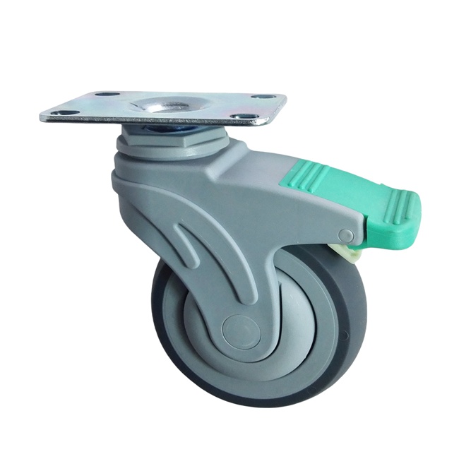 Flexible Single Wheel double pedal caster, Nylon precision silent bearing Directional Swivel cas.jpg