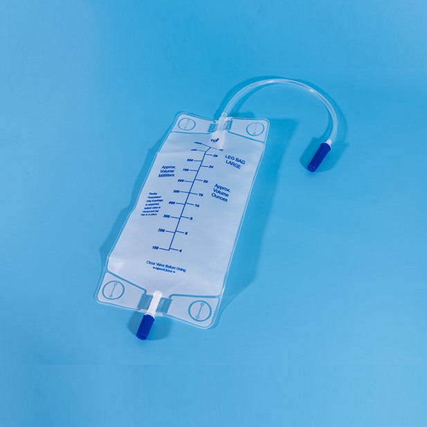Double hook 900ML 1000ml anti-reflux Cross T-Valve leg drainage bag with rope hanger needleless .jpg