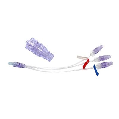 Three channel medications IV administration extension tube with Neutral displacement connector, blood draws Needleless infusion connection tubing lines
