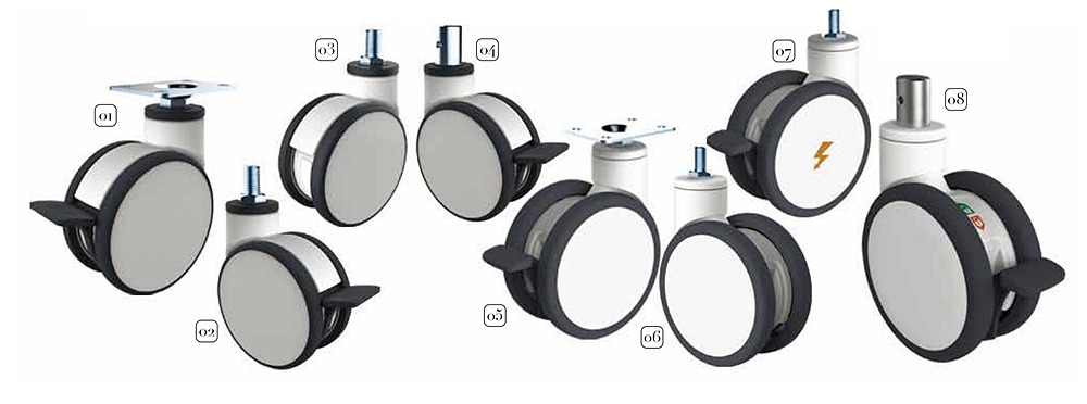 Heavy loading Nylon PA6 Medical Caster, antistatic chemical resistance skidproof double wheel tr.jpg