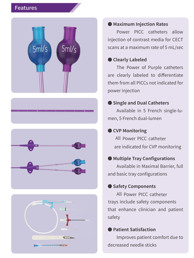 Long term peripheral venous power injection system High Pressure contrast media PICC for intravenous chemotherapy antibiotic therapy.jpg