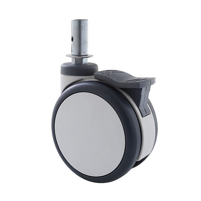 100mm 125mm Twin wheels swivel caster with total brake, PA TPU TPE built-in precision steel ball.jpg