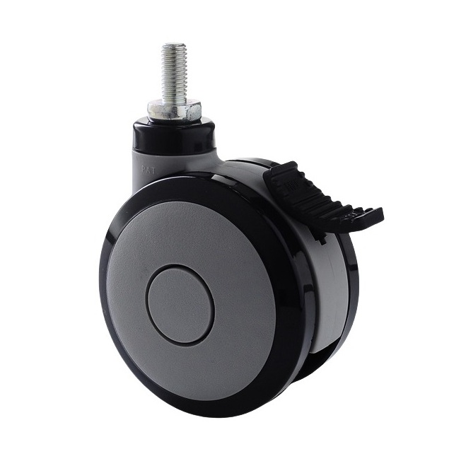 100mm 125mm Twin wheels swivel caster with total brake, PA TPU TPE built-in precision steel ball.jpg