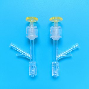 Medical PCI hemostatic devices Single hand operation 10F Large lumen Y-connector, push pull rotatary blood loss control compression hemostasis valve