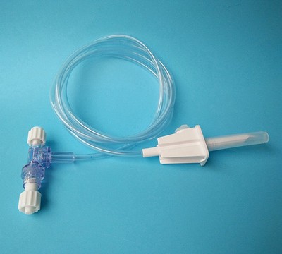 43 inch Fluid Dispensing Systems Vented Transfer Set with two-way T dual Check valve connector and universal spike clamp MAT4100