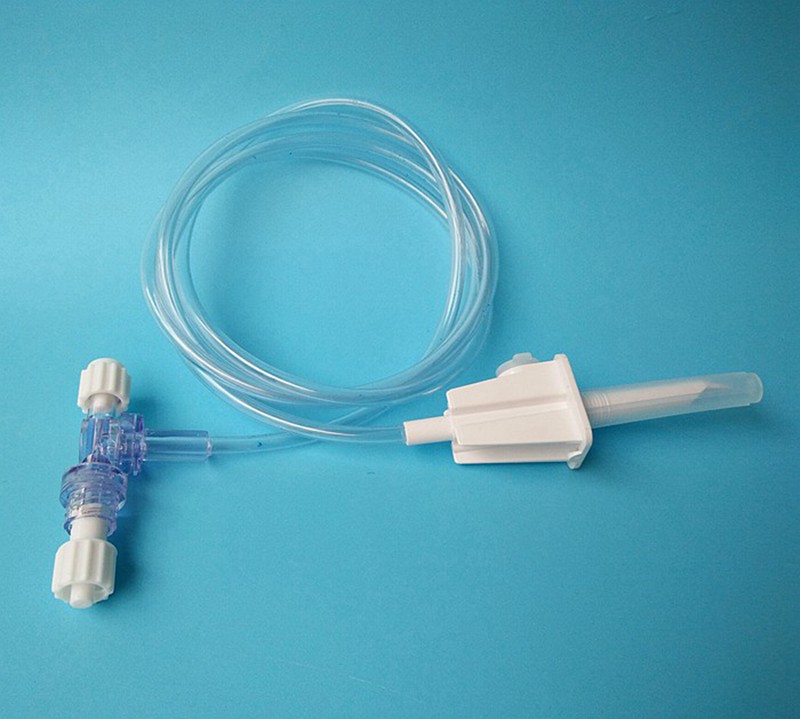 43 inch Fluid Dispensing Systems Vented Transfer Set with two-way T dual Check valve connector and universal spike clamp MAT4100