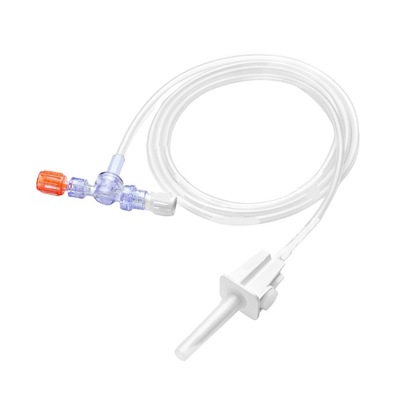 Low pressure contrast media agent Transfer set with clave spike dual non-return check T connector