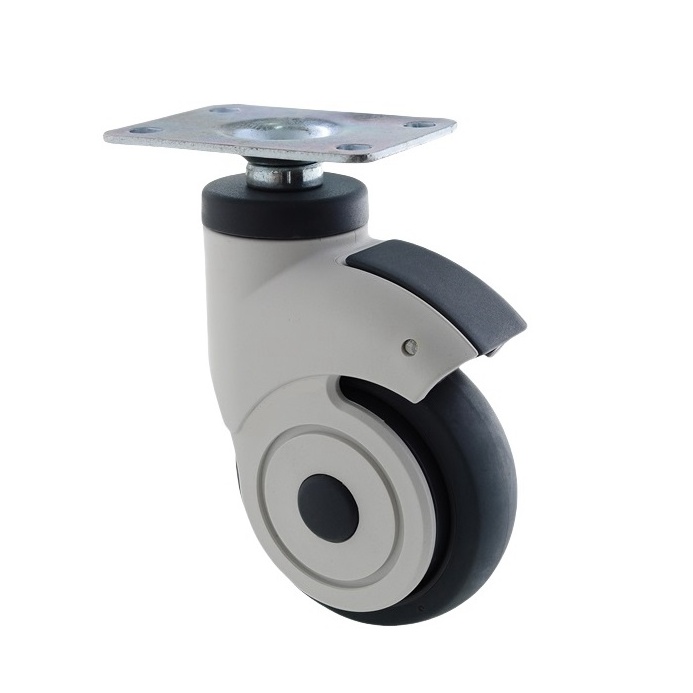 Durable Single wheel swivel caster with total brake, Precision Silent washable ball bearing TPU .jpg