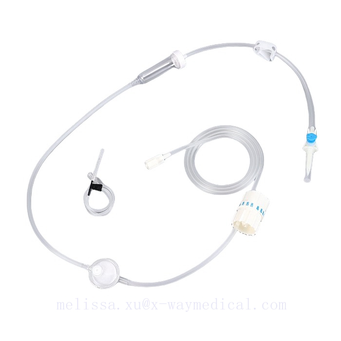 IV infusion tubing set w/ micro controller filter, regulated flow rate ...
