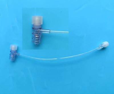 4Fr Tuohy Borst adapter tube with flat cap and side port, adjustable valves sideport extension tubi