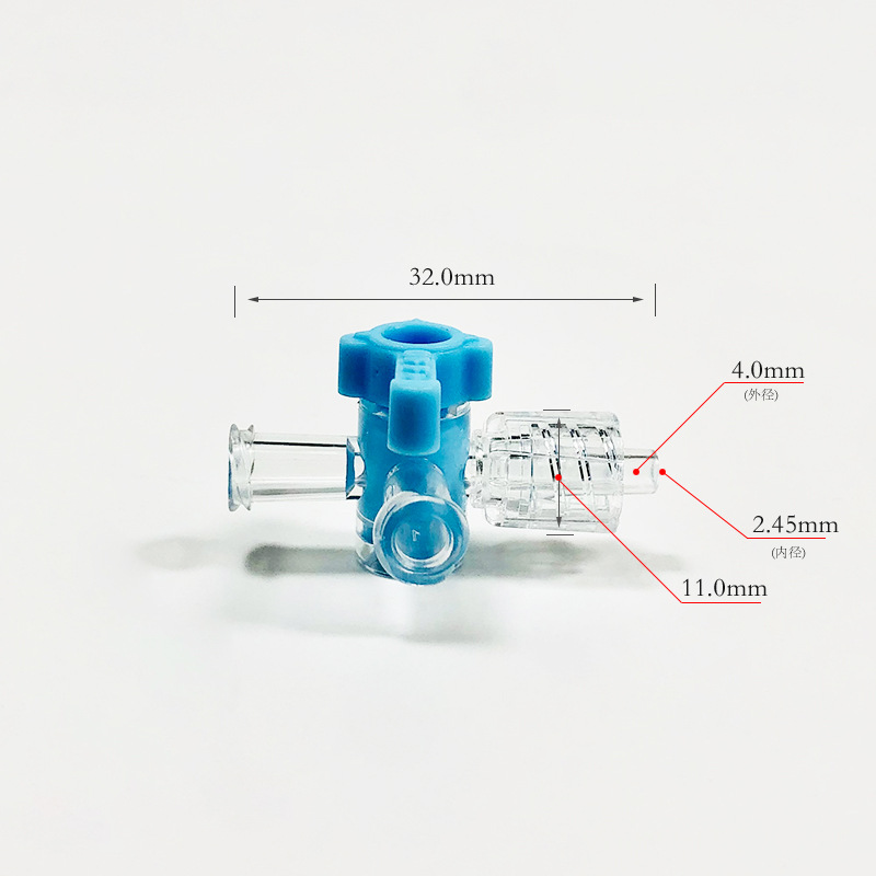 Small 500psi high pressure three way stopcock with OFF handle, rotary male luer and female luer .jpg