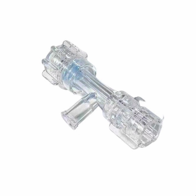 Medical 9Fr Big bore spin lock male luer Hemostasis T adapter, Hemostatic screw up T-connector w.jpg