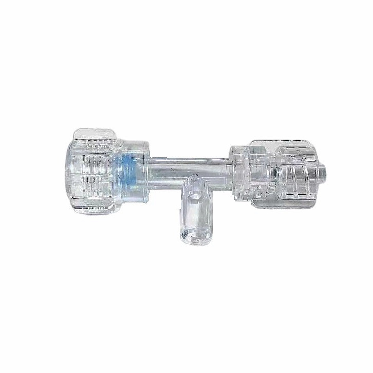 Medical 9Fr Big bore spin lock male luer Hemostasis T adapter, Hemostatic screw up T-connector w.jpg