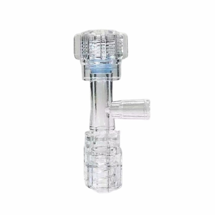 Medical 9Fr Big bore spin lock male luer Hemostasis T adapter, Hemostatic screw up T-connector w.jpg