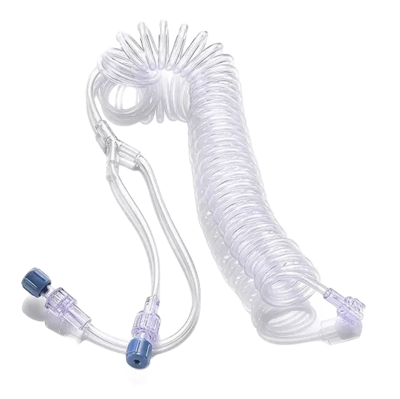 350psi 2500mm 96 inch MRI coiled Y Connector Curly Tubing, y connecting tube with Dual check valves