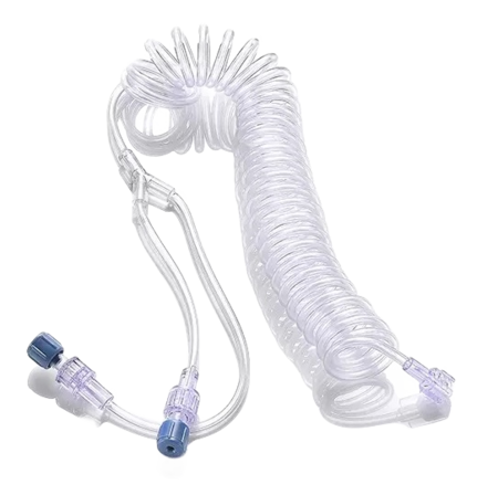 350psi 2500mm 96 inch MRI coiled Y Connector Curly Tubing, y connecting tube with Dual check valves